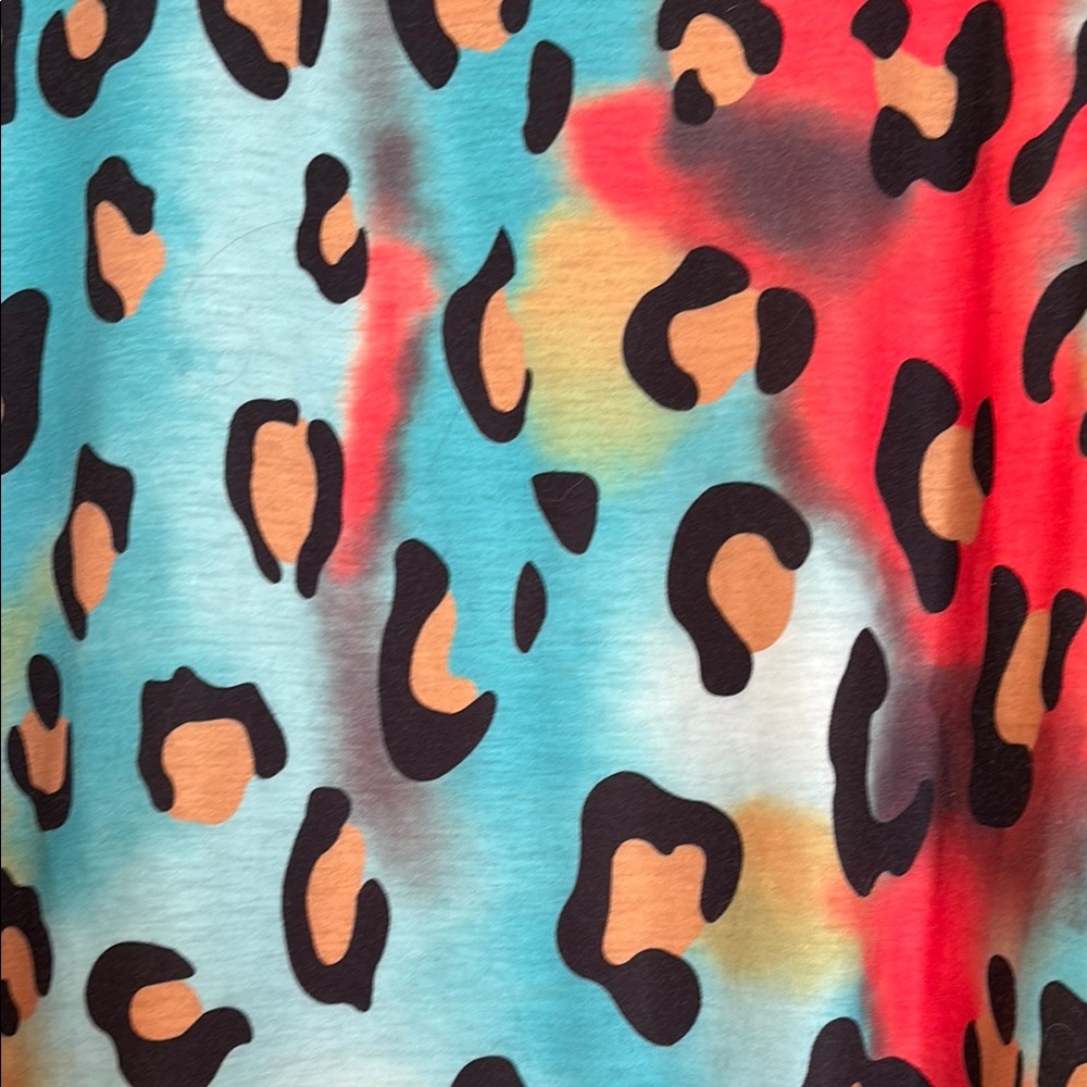 Colorful Leopard Print Raglan Tee - Picture 4 of 5